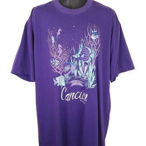 Cancun Mexico T Shirt Vintage 80s Sleep Tropical Fish Coral Reef Mens Size 2XL